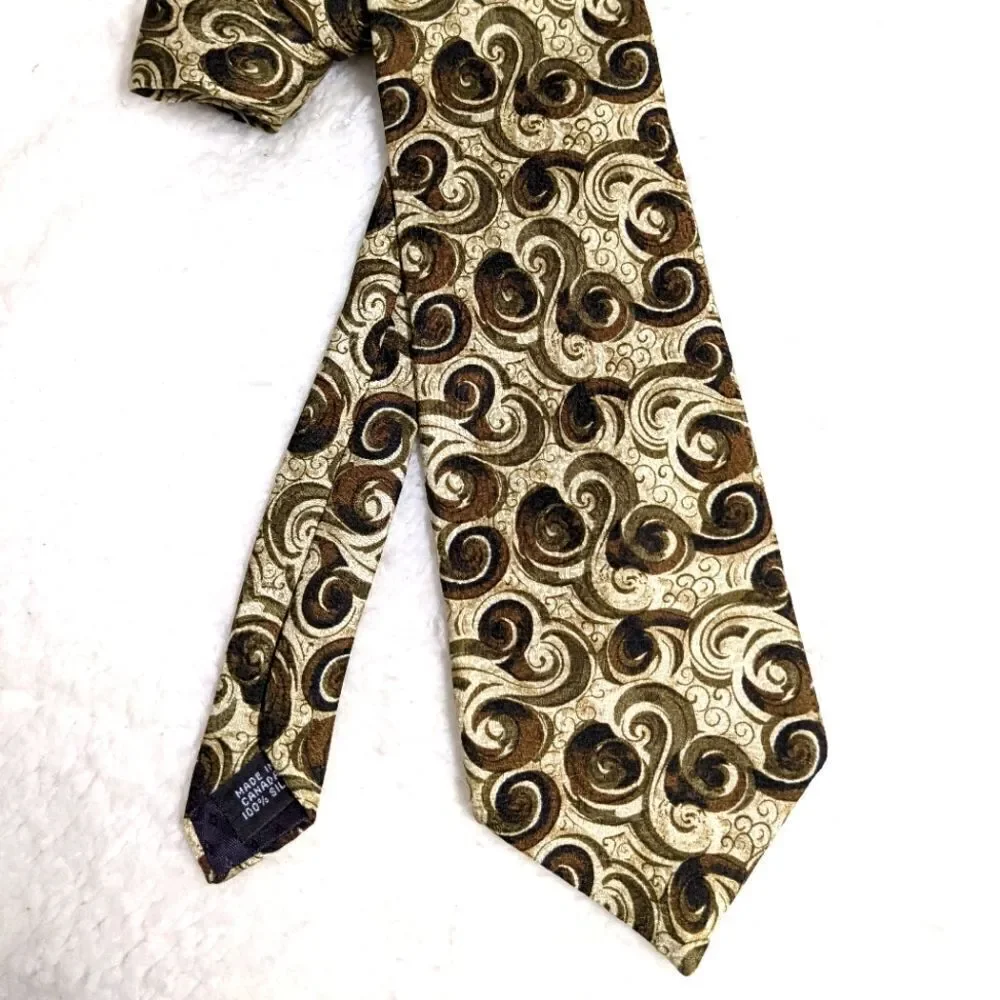 Vintage Men's 100% Silk Tie by Louis Roth w/Swirl Motif  - Made in Canada - Picture 7 of 12